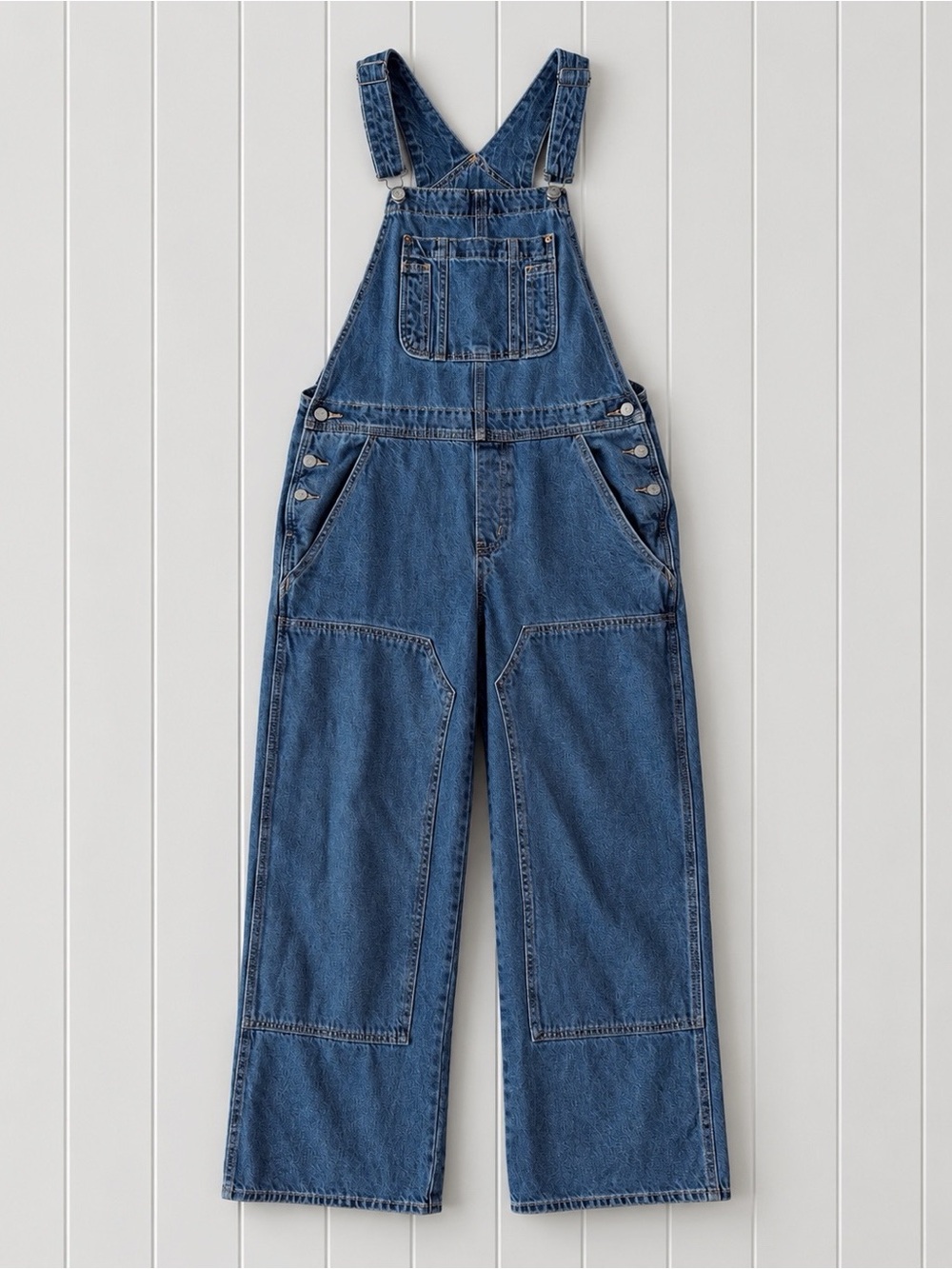 Old Navy Woman Blue Denim Utility Straight Leg Bib Overalls US8 Country Folk Y2K